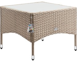 CASARIA Polyrattan Bijzettafel - Buiten 58x58x42cm - Crème
