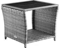 Casaria Polyrattan Bijzettafel - WPC Tafelblad 45x45x40cm – Grijs
