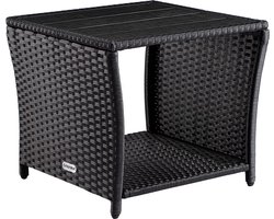 Casaria Polyrattan Bijzettafel - WPC Tafelblad 45x45x40cm – Zwart