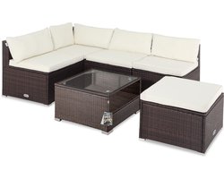 Casaria Polyrattan Loungeset -Incl. Kussens Tafel - Bruin Crème