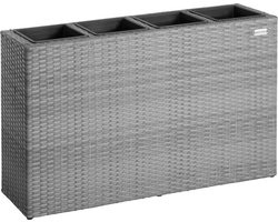 Casaria Polyrattan Plantenbak - Hoog 4 Potten Modern 95x27x60cm - Grijs