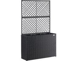 Casaria Polyrattan Plantenbak - Klimrek Buiten 3 Bakken 83x30,5x146 - Zwart