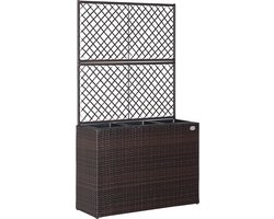 Casaria Polyrattan Plantenbak met Klimrek – 3 Bloembakken – 83x31x146 cm – Bruin