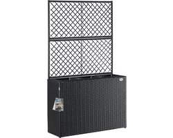 Casaria Polyrattan Plantenbak met Klimrek – 3 Bloembakken – 83x31x146 cm – Zwart