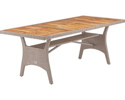 Casaria Polyrattan Tafel - FSC® gecertificeerd Acaciahout – Beige