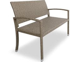 Casaria Polyrattan Tuinbank – 2-Zits UV-bestendig - Beige