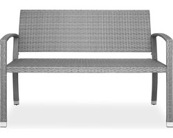 Casaria Polyrattan Tuinbank – 2-Zits UV-bestendig - Grijs