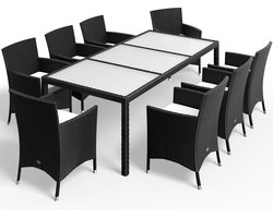 Casaria Polyrattan Zitgroep Milaan – 8 Stoelen 1 Tafel – Zwart