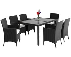 Casaria Polyrotan Tuinset Riga - 13 delig Stapelbaar – Zwart