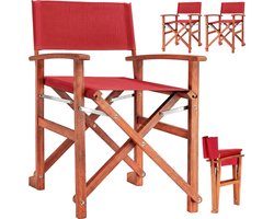 Casaria Regisseursstoelen Set van 2 – FSC met Armleuningen – Rood