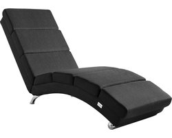 Casaria Relaxfauteuil London - Ligstoel Lounge Verchroomd - Antraciet