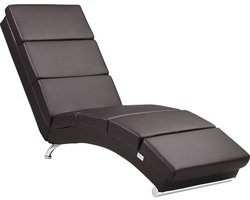 Casaria Relaxfauteuil London - Ligstoel Lounge Verchroomd - Bruin Kunstleer