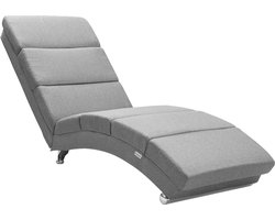 Casaria Relaxfauteuil London - Ligstoel Lounge Verchroomd - Grijs Geweven