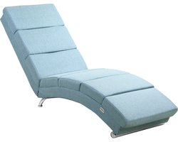 Casaria Relaxfauteuil London - Ligstoel Lounge Verchroomd - Licht Blauw