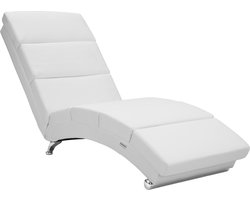 Casaria Relaxfauteuil London - Ligstoel Lounge Verchroomd - Wit Kunstleer