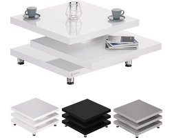 Casaria Salontafel New York - 360° Draaibaar 60x60x35cm - Wit
