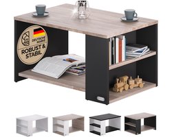 CASARIA Salontafel Opbergvakken – Draagvermogen 50kg 90x60x50cm – Hout Grijs