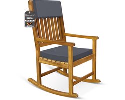 Casaria schommelstoel - Acaciahout met kussen 54x77x107 cm - Naturel