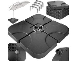 Casaria Set van 4 Parasolvoetplaten – Tot 80 kg Verzwaring – Vulbaar met Water of Zand – 105x105 cm – Ideaal voor Zweefparasols – Zwart