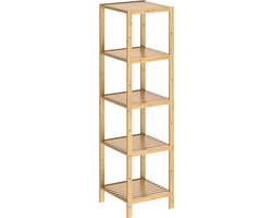 Casaria Staande badkamer/ woonkamer kast bamboe 140x33x33cm Tijdloos Hoogwaardige Kwaliteit