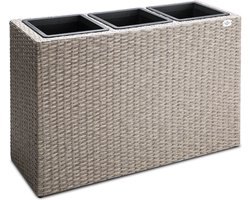 Casaria Staande Plantenbak – 3-delig met Waterafvoer – 83x31x60cm Beige
