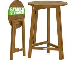 Casaria Statafel – Acaciahout Inklapbaar 110cm Hoog – Rond Ø80 cm