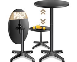 CASARIA Statafel - Inklapbar 2in1 Verstelbar 70cm 115cm - Zwart