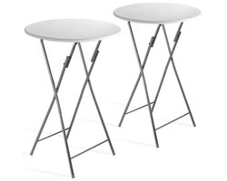 CASARIA Statafel Set van 2 - Inklapbaar houtlook 110cm Ø60cm - Wit