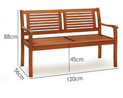 Casaria Tuinbank - Eucalyptushout 120x56x88cm - FSC®-gecertificeerd