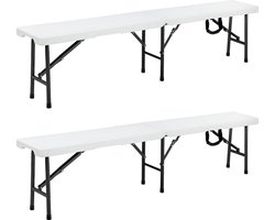 Casaria Tuinbank Inklapbaar - Set van 2 183x28x44cm Klapbaar - Wit