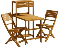 Casaria Tuinset - 2 Stoelen 1 Tafel Inklapbaar Weerbestendig - Acacia