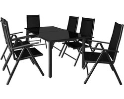 Casaria Tuinset - 6 Personen Aluminium 6 stoelen 1 Tafel - Antraciet