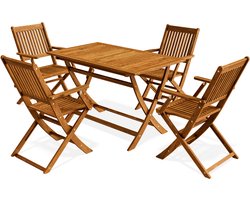 Casaria tuinset acaciahout - 4 personen inklapbaar - 120x70 cm