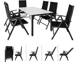 Casaria Tuinset Bern – 6 Stoelen 1 Tafel Aluminium – Antraciet