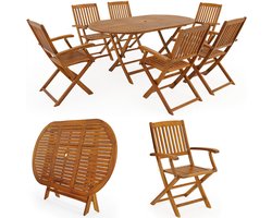 Casaria Tuinset Boston - Acaciahout 1 Tafel & 6 Stoelen - Bruin