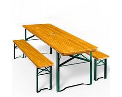 CASARIA Tuinset Hout 3-delig - Biertafel met 2 Bierbanken 170x46x75 cm