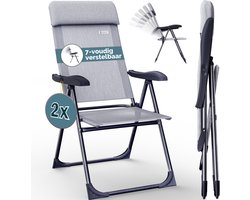 Casaria Tuinstoel 2St. - Opvouwbaar 7 x Verstelbaar – Grijs/Gemeleerd