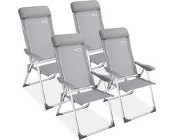 Casaria Tuinstoel Aluminium - 4 Stuks Verstelbaar - Grijs