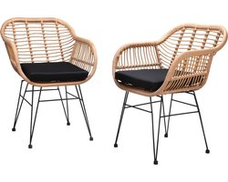 Casaria Tuinstoel Bali - Set van 2 met Kussens - Polyrotan