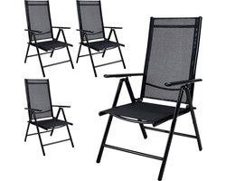 Casaria - Tuinstoel Bern – 4 stuks Inklapbaar - Antraciet