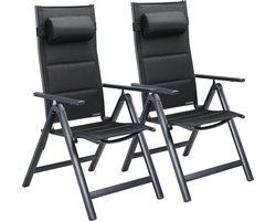 Casaria Tuinstoel Set van 2 - Aluminium Inklapbaar 7 Standen - Antraciet
