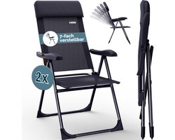 Casaria Tuinstoelen 2 St. - Opvouwbaar 7 x Verstelbaar – Antraciet