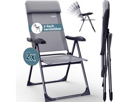 Casaria Tuinstoelen 2 Stuks - Opvouwbaar 7 x Verstelbaar – Grijs