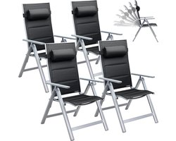 Casaria Tuinstoelen 4 Stuks – Aluminium Hoge Rugleuning – Antraciet