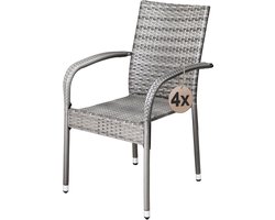 Casaria Tuinstoelen Set van 4 - Weer- en UV bestendig 90x56x60cm - Grijs