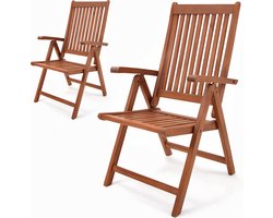 Casaria Tuinstoelen Vanamo – Set van 2 – Verstelbaar – FSC Eucalyptus