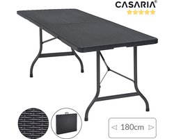 Casaria Tuintafel Opvouwbaar – met Draaggreep 180x75 cm – Zwart