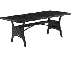 Casaria Tuintafel - Polyrotan WPC Tafelblad 190x90x74 cm – Zwart