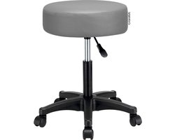 Casaria Verstelbare Draaikruk - 46/60cm Zithoogte – 1 Stuks Grijs