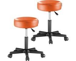 Casaria Verstelbare Draaikruk - 46/60cm Zithoogte – 2 Stuks Oranje